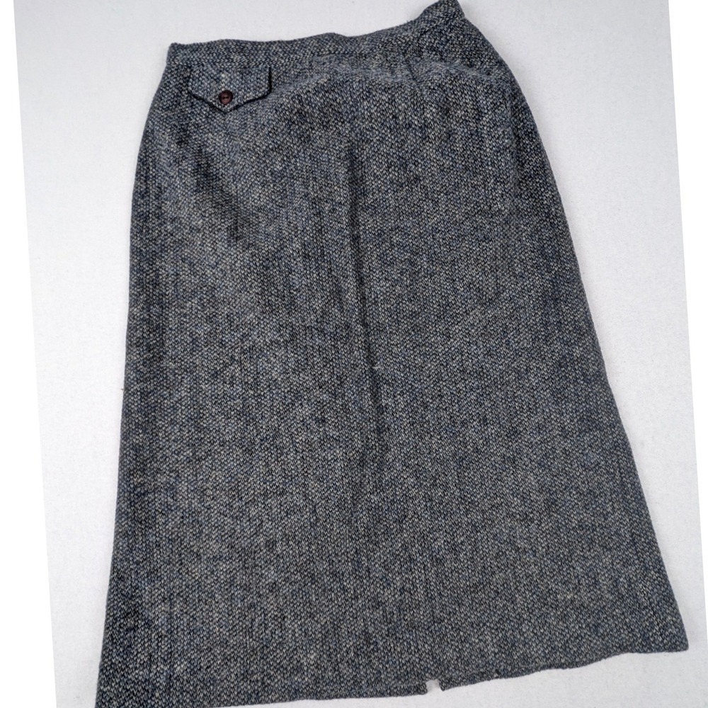Prestige of Boston Tweed Marled Wool Pencil Skirt Blue Gray High Waist 25 VTG - Picture 2 of 13